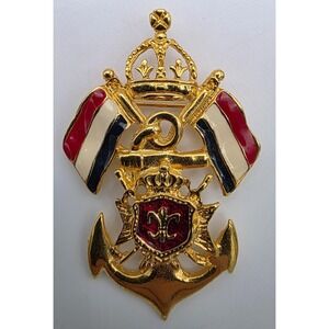 Premier Designs Goldtone Anchor Crown Fleur De Lis Crest Flags Pin Brooch